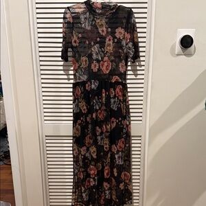 Floral Black Mesh Dress